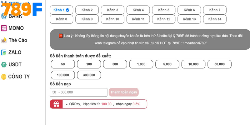 Nạp Tiền 789F Cực Đơn Giản, Nhận Tiền Chỉ Trong 1 Phút 2 Lưu ý khi nạp tiền 789f