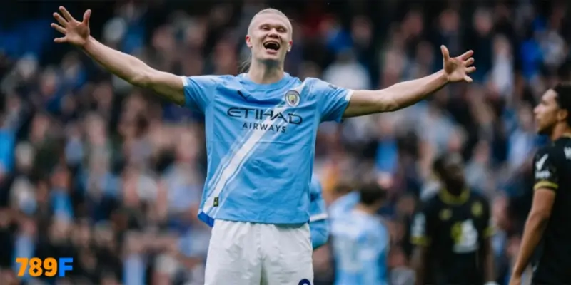 Haaland ăn mừng sau khi lập cú đúp, giúp Man City hạ Burnley 5-1 tại vòng 6 Ngoại hạng Anh Haaland ăn mừng sau khi lập cú đúp, giúp Man City hạ Burnley 5-1 tại vòng 6 Ngoại hạng Anh trên sân Etihad